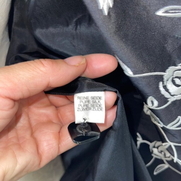 Corso De Roma Exclusivo Vintage Womens Jacket Size XL Black Floral Silk Satin - Picture 6 of 16